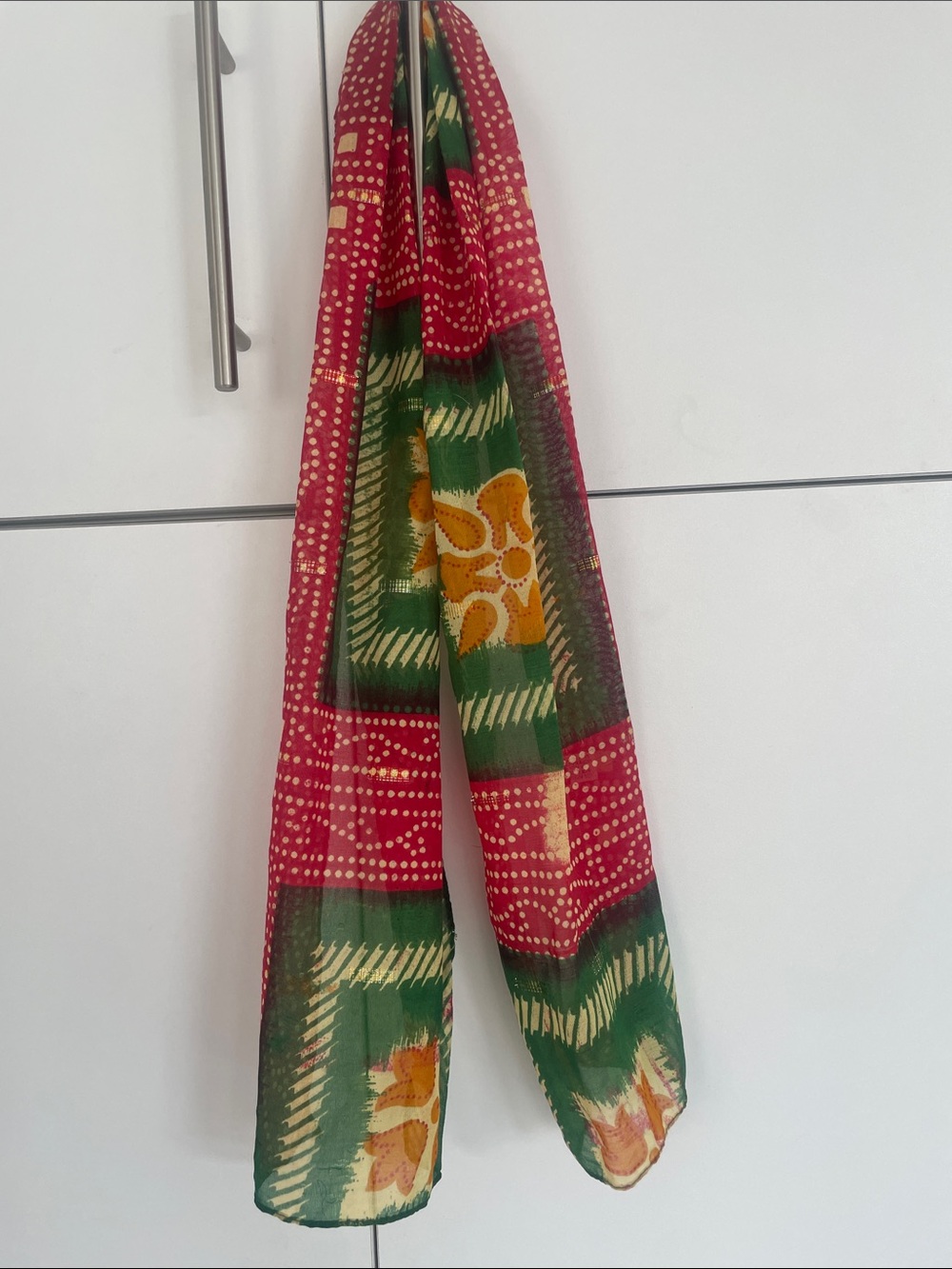 Vibrant Floral Patchwork Twilly Scarf π₯ - 41" x 8" Sparkle - Picture 6 of 8